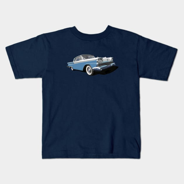 1959 Ford Galaxie in light blue Kids T-Shirt by candcretro